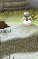 The snowman as seen as scenery in Varrock during Xmas 2011.