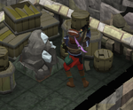 A player mining some ore