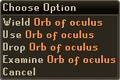 The "Choose Option" interface with an equipment.
