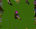 A player performing the Dungeoneering mastery emote.