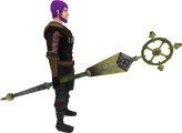A player wielding a yellow ancient staff